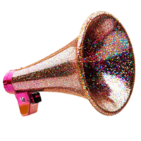 Stylish Megaphone with Glitter on Transparent Background png