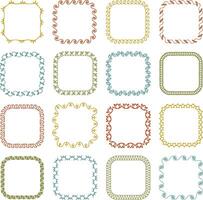 Hand drawn embroidery stitch square shape frames vector
