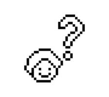 Cartoon of face man male boy question or question mark confuse query questionaire 8bit pixel . vector