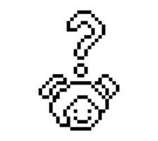 Cartoon of woman female girl or lady question question mark confuse query questionaire 8 bit pixel art . vector