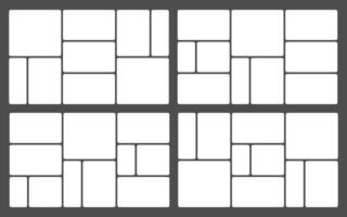 Image grid layout sticker background design. Photo bento rectangular square image montage. Curve picture gallery mobile sticker. Modular visual web app showcase. Game mosaic framework desktop template vector