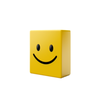 Happy yellow cube smiling face 3D render png