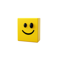 Happy yellow cube smiley face 3D render digital art graphic design png
