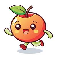 an apple running with a green leaf vector