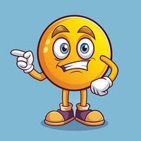 emoticon character pointing at something very cute and adorable vector