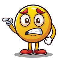 angry emoticon character pointing finger at something vector