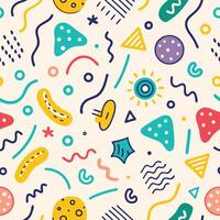 seamless pattern with colorful shapes white background vector