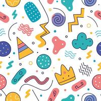seamless pattern colorful objects and shapes vector