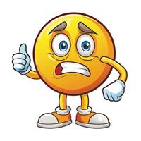 emoticon character with thumbs up and angry expression vector