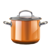 Orange cooking pot with glass lid kitchen cooking utensil cooking pot png