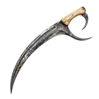 Ancient Curved Dagger with Bone Handle Intricate Detailing Weaponry History png