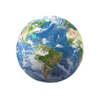Earth globe view continents oceans clouds weather png
