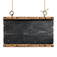 Hanging rustic wooden sign black background blank space png