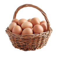 Brown Eggs in Wicker Basket Fresh Farm Produce png