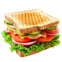Delicious Grilled Sandwich with Tomatoes Cucumbers and Lettuce, png