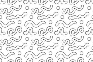 Black and white seamless pattern with abstract wavy lines and dots, perfect for coloring. vector