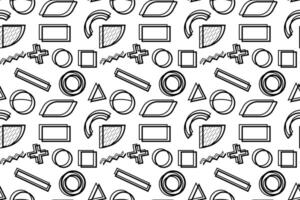 Seamless black and white pattern of abstract geometric shapes for creative coloring. vector
