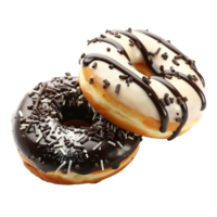 Delicious Chocolate and Vanilla Donuts Bakery png