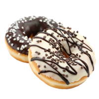 Delicious Chocolate and Vanilla Donuts Sprinkles Drizzle png
