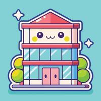 cartoon building with white background vector