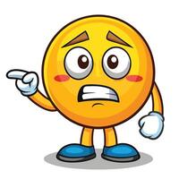 angry emoticon character pointing finger at something white background vector