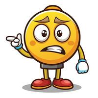 angry emoticon character with a finger up and pointing vector
