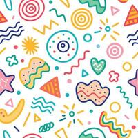 seamless pattern with colorful shapes and symbols vector