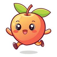 a cartoon peach running with its eyes closed vector