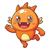 a cartoon orange monster running with its arms out vector