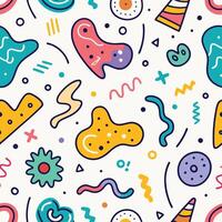 seamless pattern with colorful objects white background vector