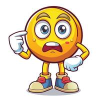 emoticon character with sad face pointing finger vector