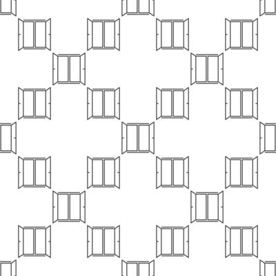 Wide Open Window Simple Clear Portal outline seamless pattern