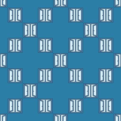 Opened Glass Window blue seamless pattern