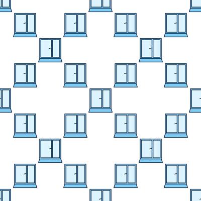 Opened Glass Frame Window blue seamless pattern