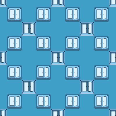 Open Window blue seamless pattern