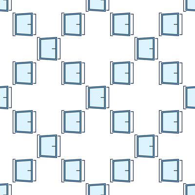 Opened Big Portal Window blue seamless pattern