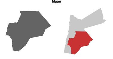 Maan governorate blank outline map set vector
