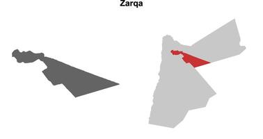 Zarqa governorate blank outline map set vector