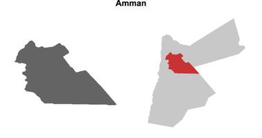 Amman governorate blank outline map set vector