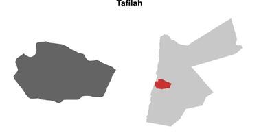 Tafilah governorate blank outline map set vector