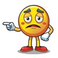 emoticon character with sad face pointing finger white background vector