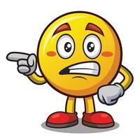 angry emoticon character pointing something vector