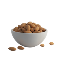 Almonds in a white bowl on a plain background png