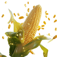 Fresh Corn Cob Kernels Exploding In Air png