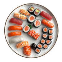 Assorted Sushi Platter Displaying Various Types Of Fish And Rice png