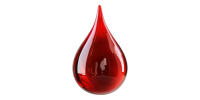 Glossy red liquid drop isolated on transparent background png