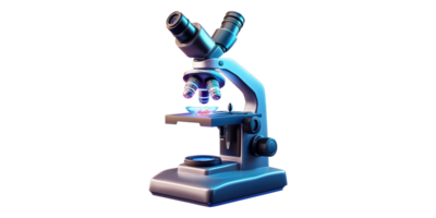 Laboratory microscope with specimen slide isolated on transparent background png