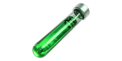 Green test tube with liquid isolated on transparent background png