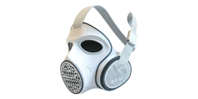 Protective respirator mask with filters isolated on transparent background png