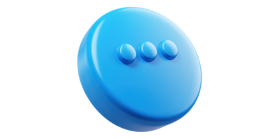 Blue round button with three dots isolated on transparent background png